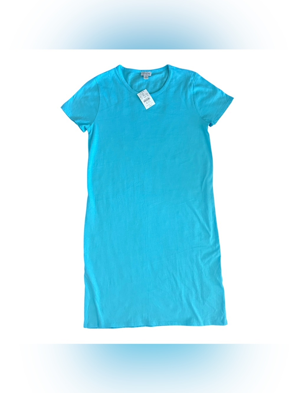 NWT J. Crew 100% Cotton Bright Aqua T-shirt Dress size XS
